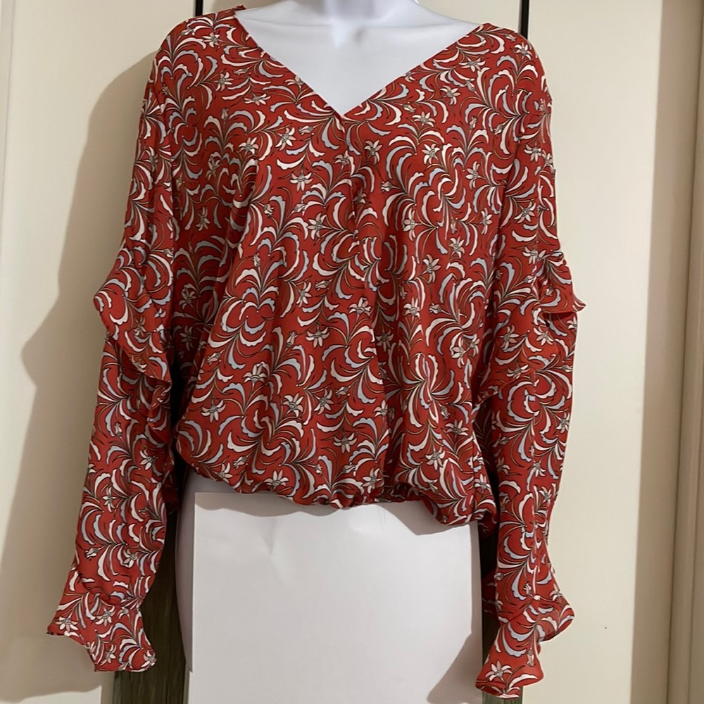 Max Studio Red and White Blouse